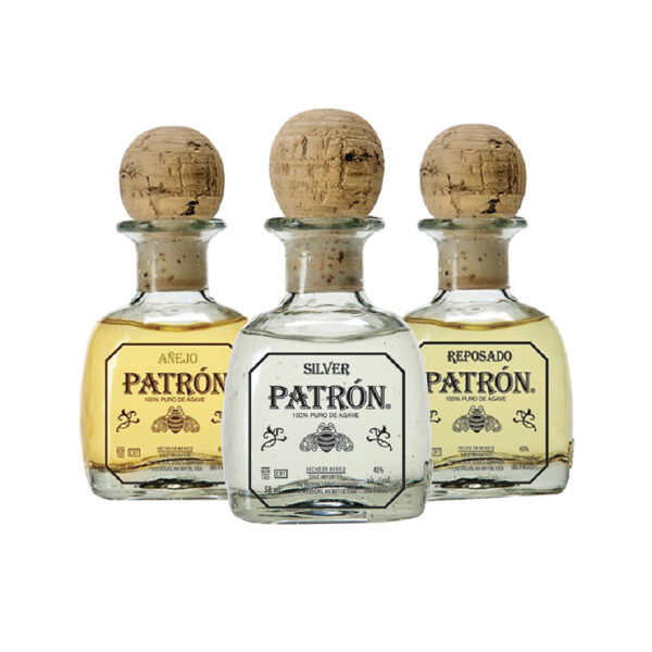 Patrón – Tequila pack de 3 (añejo, reposado y silver) – 50 ml